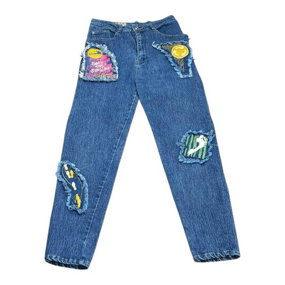 Vintage 80’s Jeantonic Patchwork Art Hippie High Waisted Jeans - Picture 2 of 4